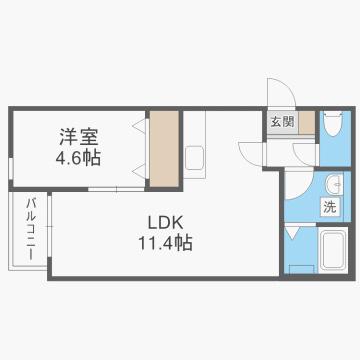 ムギノベース(1LDK/2階)の間取り写真