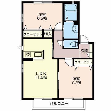 MASTTOWN町村B(2LDK/1階)の間取り写真