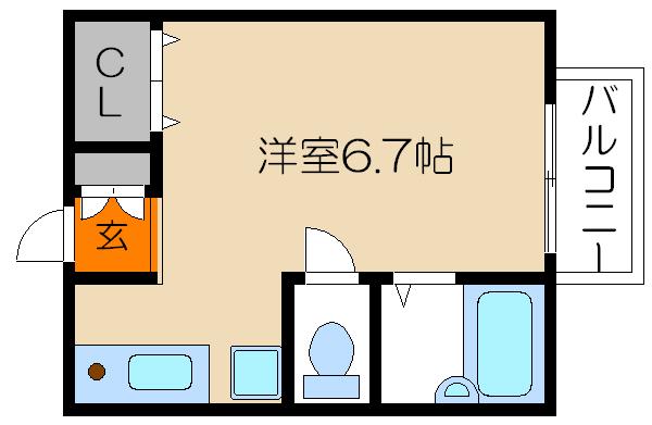 くれないはうす(1K/1階)の間取り写真