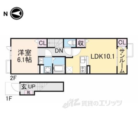 エンジェルⅠ(1LDK/2階)の間取り写真