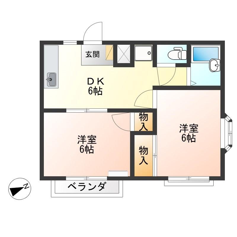 コーポ藤(2DK/2階)の間取り写真