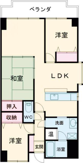 サーパス中須賀B棟(3LDK/2階)の間取り写真