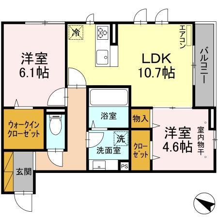 エクレールI(2LDK/2階)の間取り写真