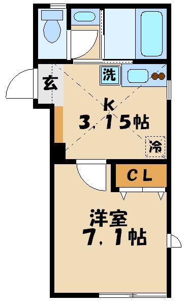 GEMINI イースト&ウエスト(1K/2階)の間取り写真