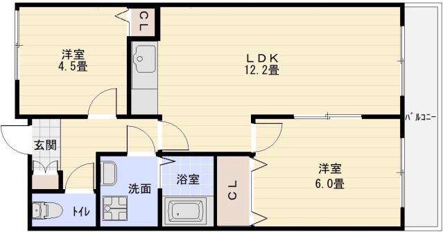 アメニティハイツ(2LDK/2階)の間取り写真