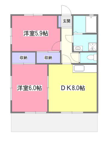 コーポ秋津第三(2DK/1階)の間取り写真