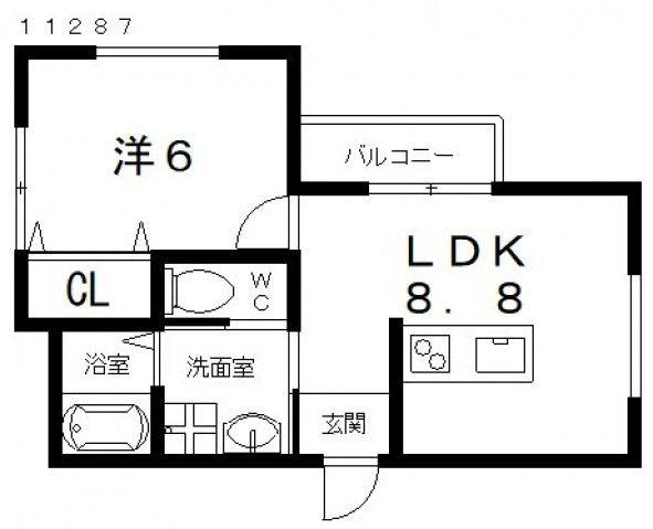 KUKULU REX 古市(1LDK/3階)の間取り写真