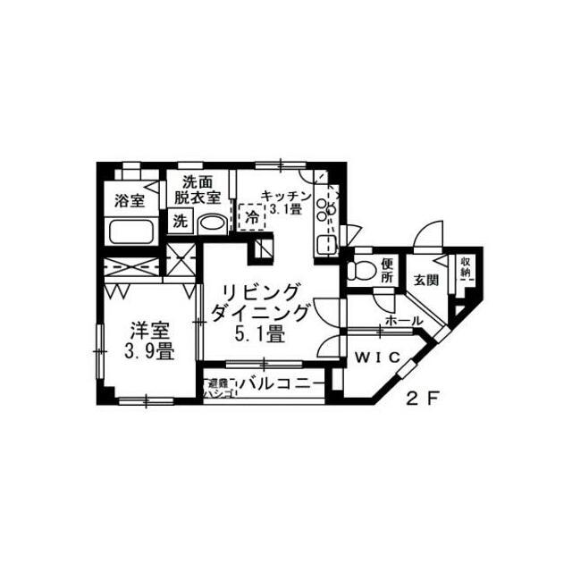 レジデンスSAITOU(1SDK/2階)の間取り写真
