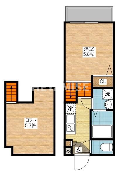 STEP(1SK/2階)の間取り写真