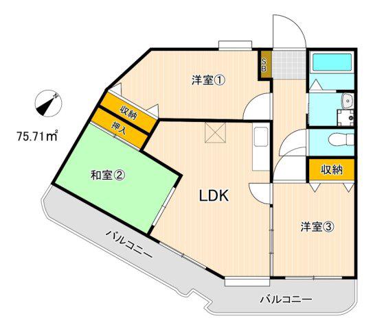 メゾンドール荒木(3LDK/1階)の間取り写真