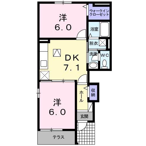 サンリットガーデン(2DK/1階)の間取り写真