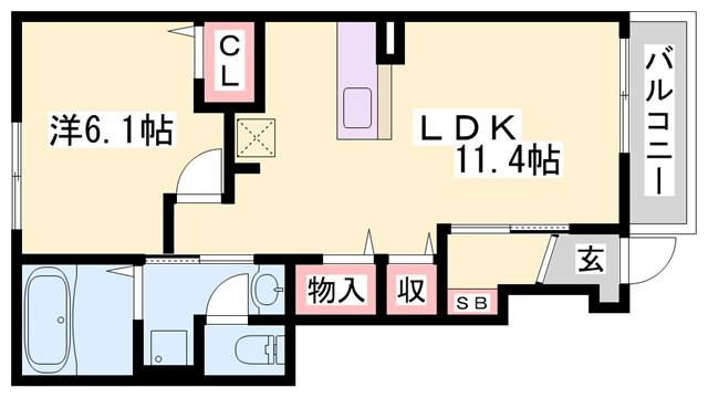 メイベリーナIII(1LDK/1階)の間取り写真