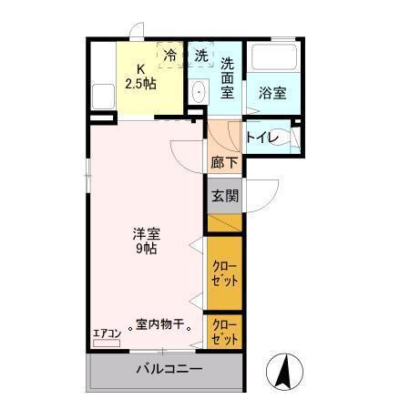 グローリア(1K/2階)の間取り写真