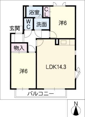 WINDWARD(2LDK/2階)の間取り写真