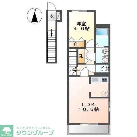 カーサ デル アクイラ(1LDK/2階)の間取り写真