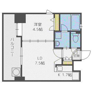 アクタス薬院III(1LDK/3階)の間取り写真