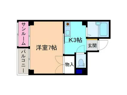 パレス大手堀(1K/3階)の間取り写真