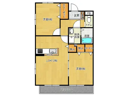 ベルメゾン西美薗B(2LDK/1階)の間取り写真