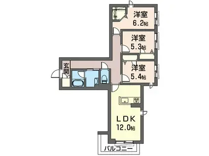 MAISON DE LUEUR(3LDK/3階)の間取り写真