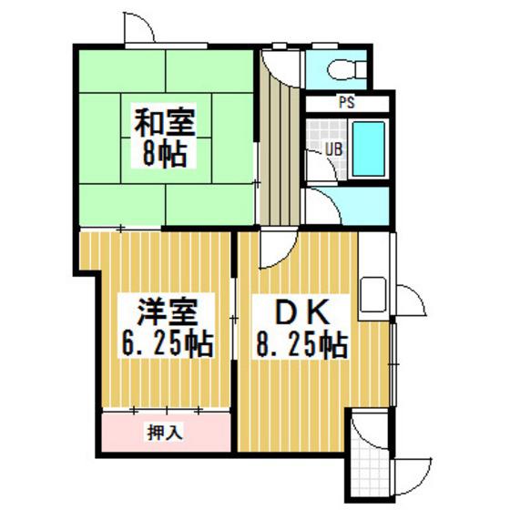 日の出ハイツ(2DK/1階)の間取り写真