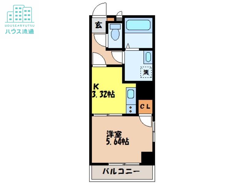 グラッチェ目覚(1K/6階)の間取り写真