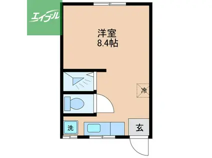 ハレ・ボヌール(ワンルーム/2階)の間取り写真