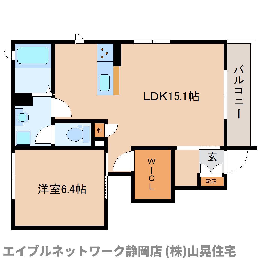 ソシアA棟(1LDK/1階)の間取り写真