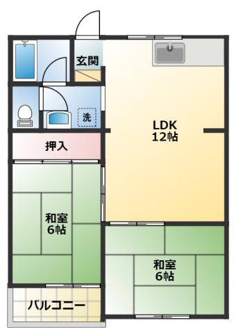 マンション浅名(2LDK/3階)の間取り写真