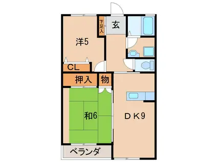 碧ハイツ(2LDK/2階)の間取り写真