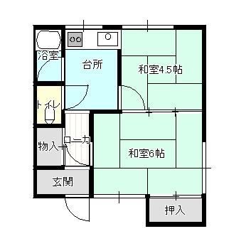リバティ川先(2K/2階)の間取り写真