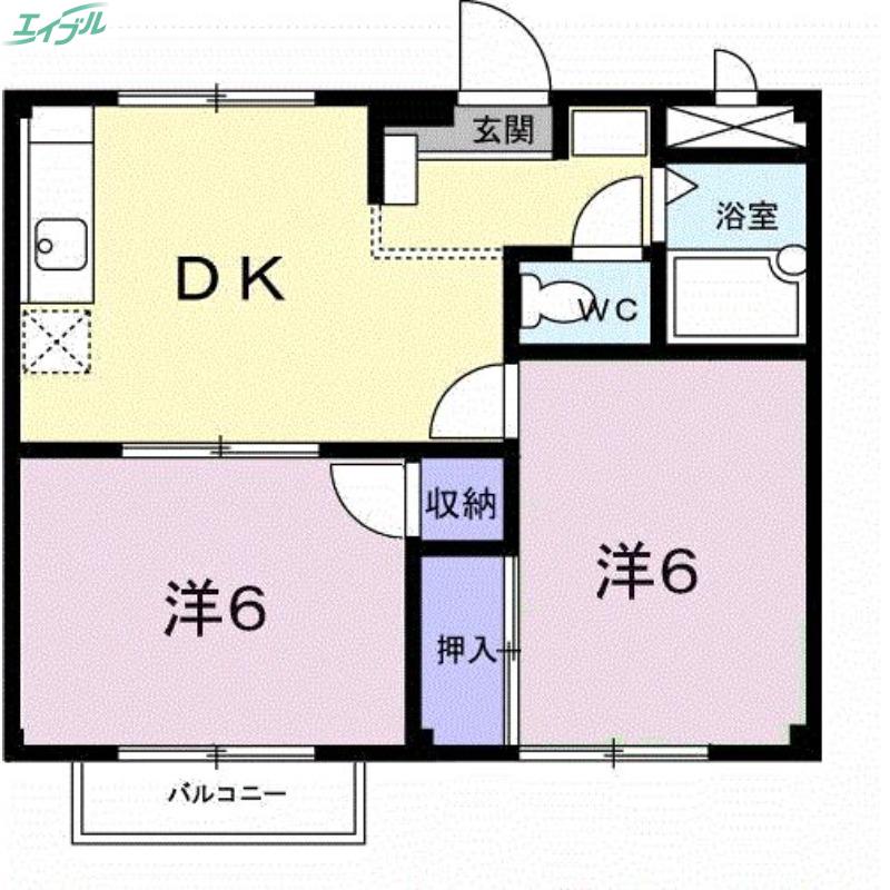 シティハイツ冨士(2DK/2階)の間取り写真