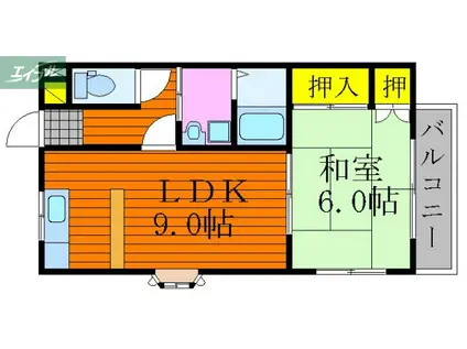 ハピネス21(1LDK/1階)の間取り写真