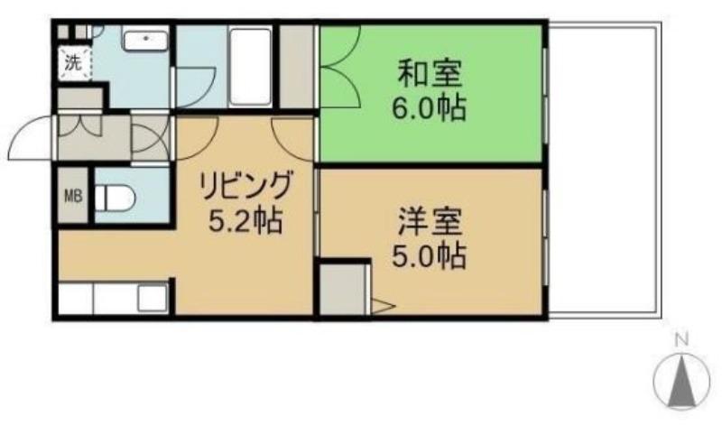 アーバンビュー倉敷カレッジコート(2DK/2階)の間取り写真