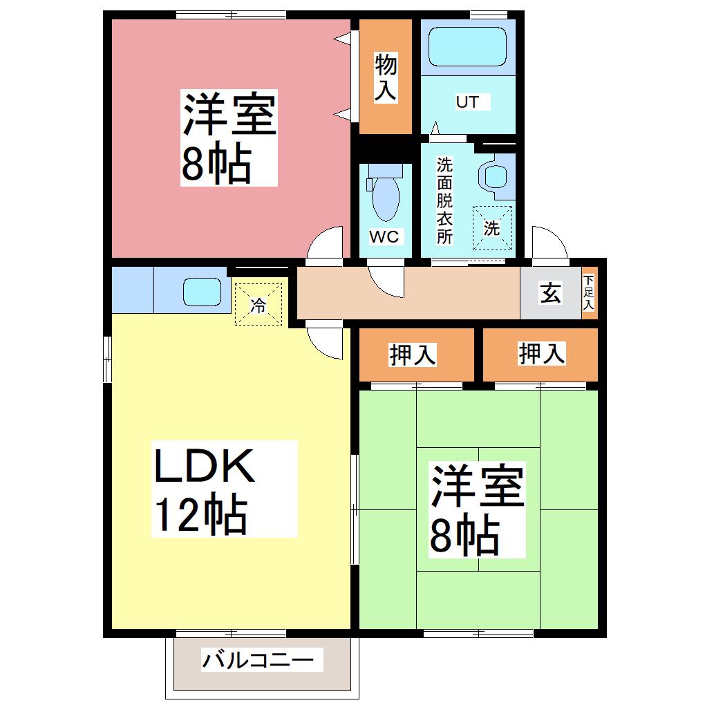 クレスト21(2LDK/1階)の間取り写真