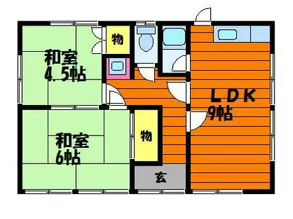 水島臨海鉄道 球場前駅(岡山) 徒歩9分 1階建 築52年(2LDK/1階)の間取り写真