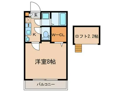K′S CITY鶴瀬西(1K/3階)の間取り写真