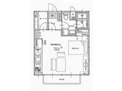 サンシティ宝木A(1DK/1階)の間取り写真