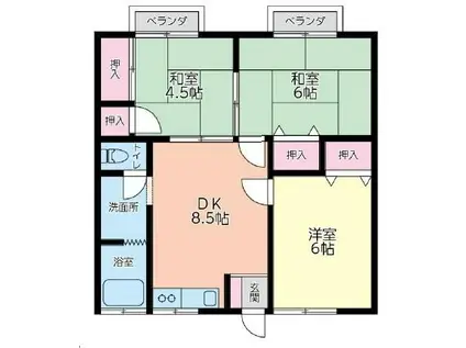 カワイハイツ(3DK/2階)の間取り写真