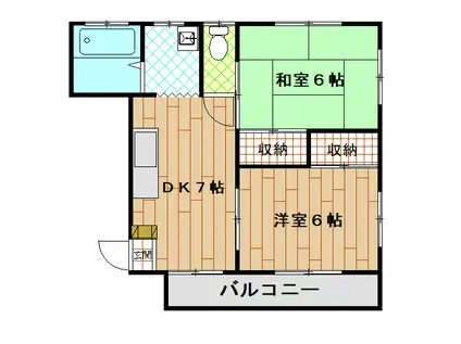 コーポグリーン(2DK/2階)の間取り写真