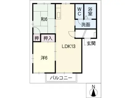 フレグランス春秋 A棟(2LDK/1階)の間取り写真