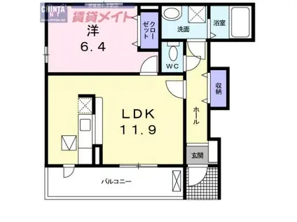 シルエーラ.I(1LDK/1階)の間取り写真