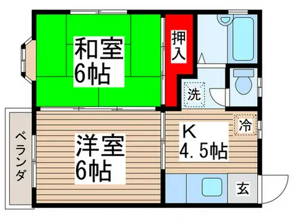 MKハイツI(2K/2階)の間取り写真
