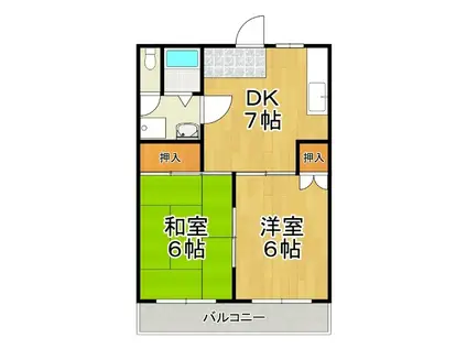 コーポアタラクシア(2DK/3階)の間取り写真