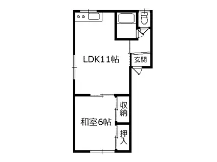 コーポサンライズ(1LDK/1階)の間取り写真