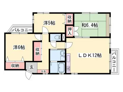 恵美酒Gマンション(3LDK/2階)の間取り写真
