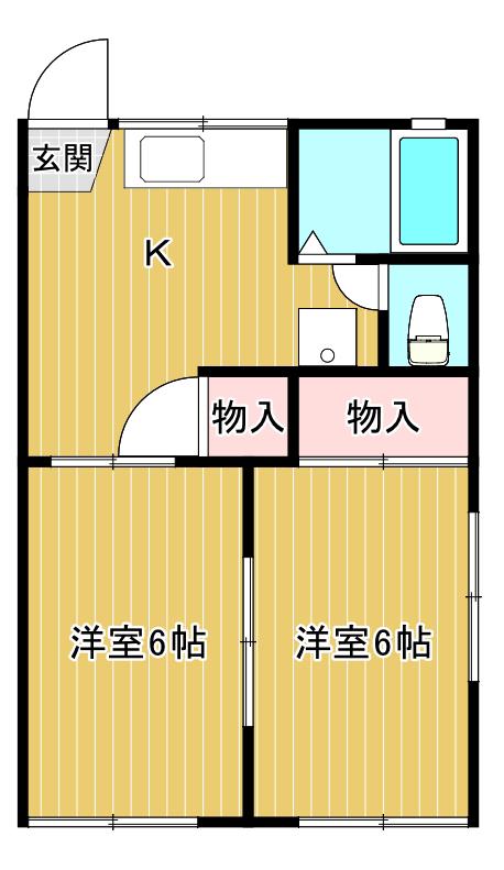 スカイハイツ(2DK/2階)の間取り写真