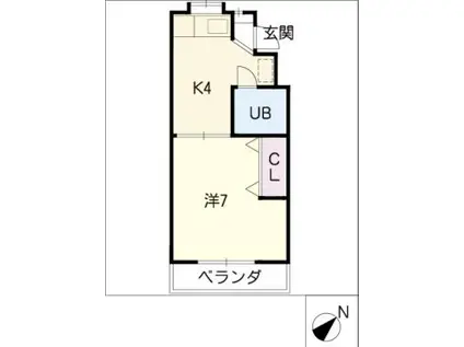 コーポ穂波(1K/1階)の間取り写真