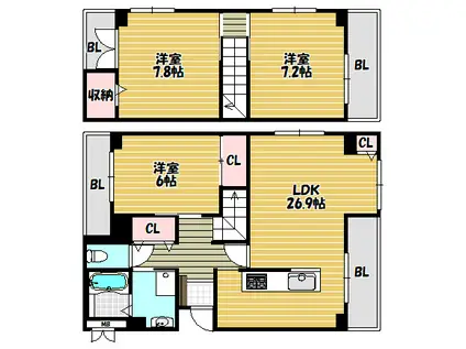 ボヌール21(3LDK/2階)の間取り写真