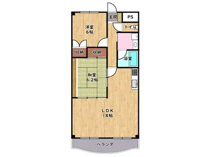 クレストYMDII(2LDK/1階)の間取り写真