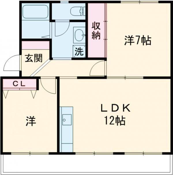 メゾン梨野(2LDK/3階)の間取り写真